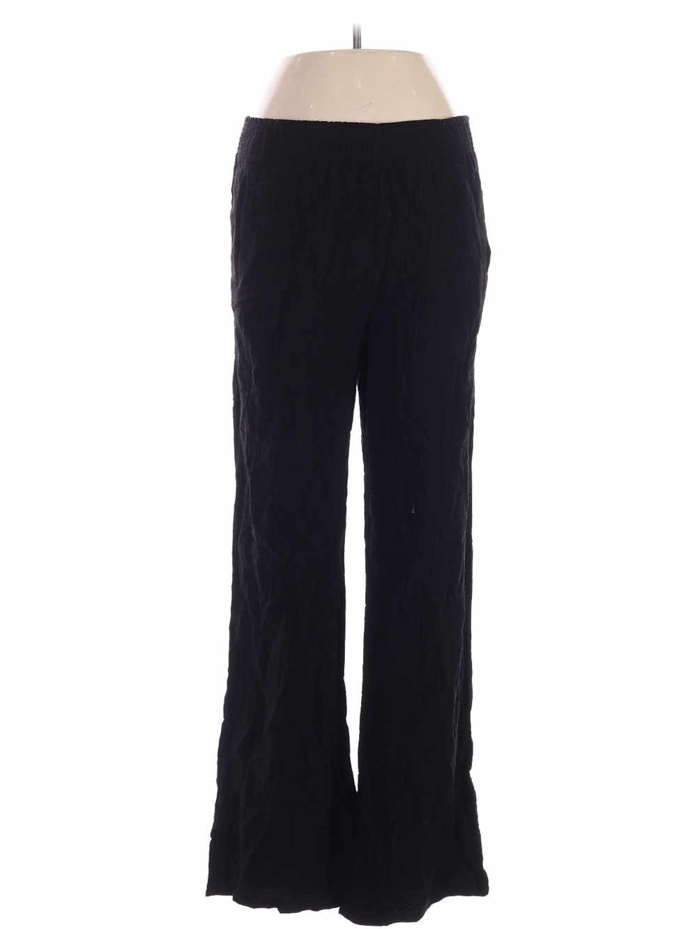 Zara Black Crinkle Textured Wide Leg Pants NWT Sz L